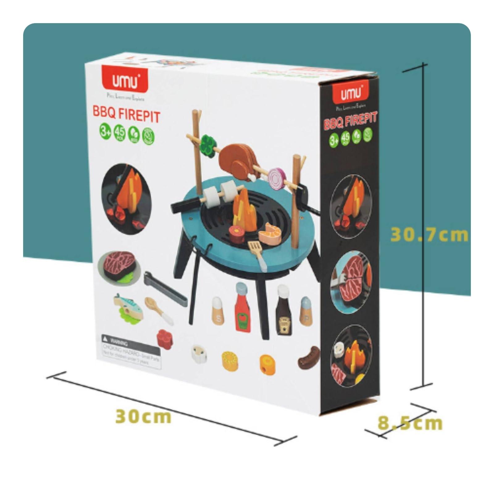 Griglia Giocattolo in Legno Realistico Barbecue Giocattolo Creativo Gioco di Ruolo per Bambini, Genitori Papà, Cameretta, Area Giochi, Asilo Nido