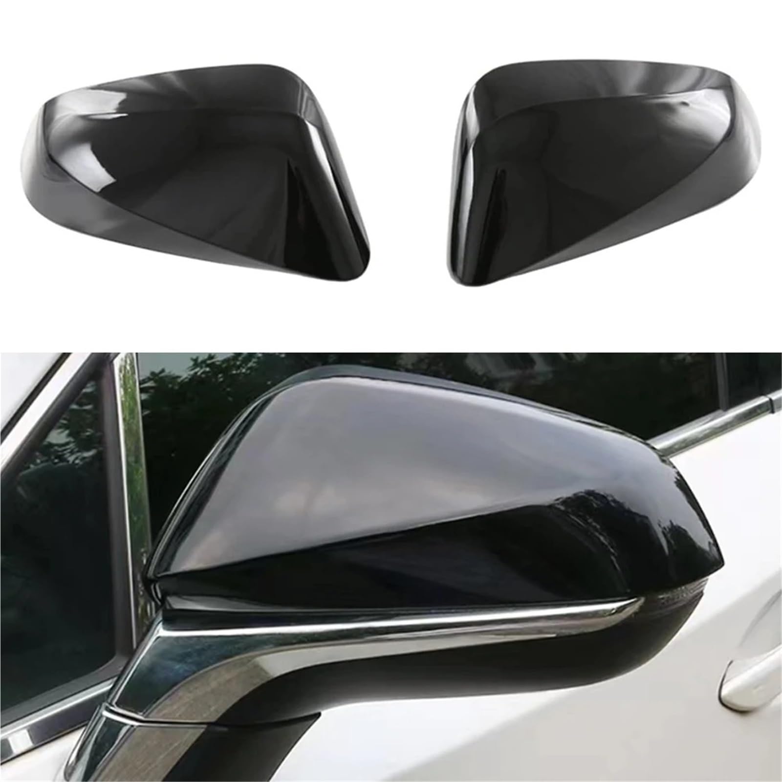Mirror Covers 2pcs Side Wing Mirror Cover Rearview Trim Sticker for Lexus NX 250 350h 450h 2022 ABS Carbon Fiber Black(Black)