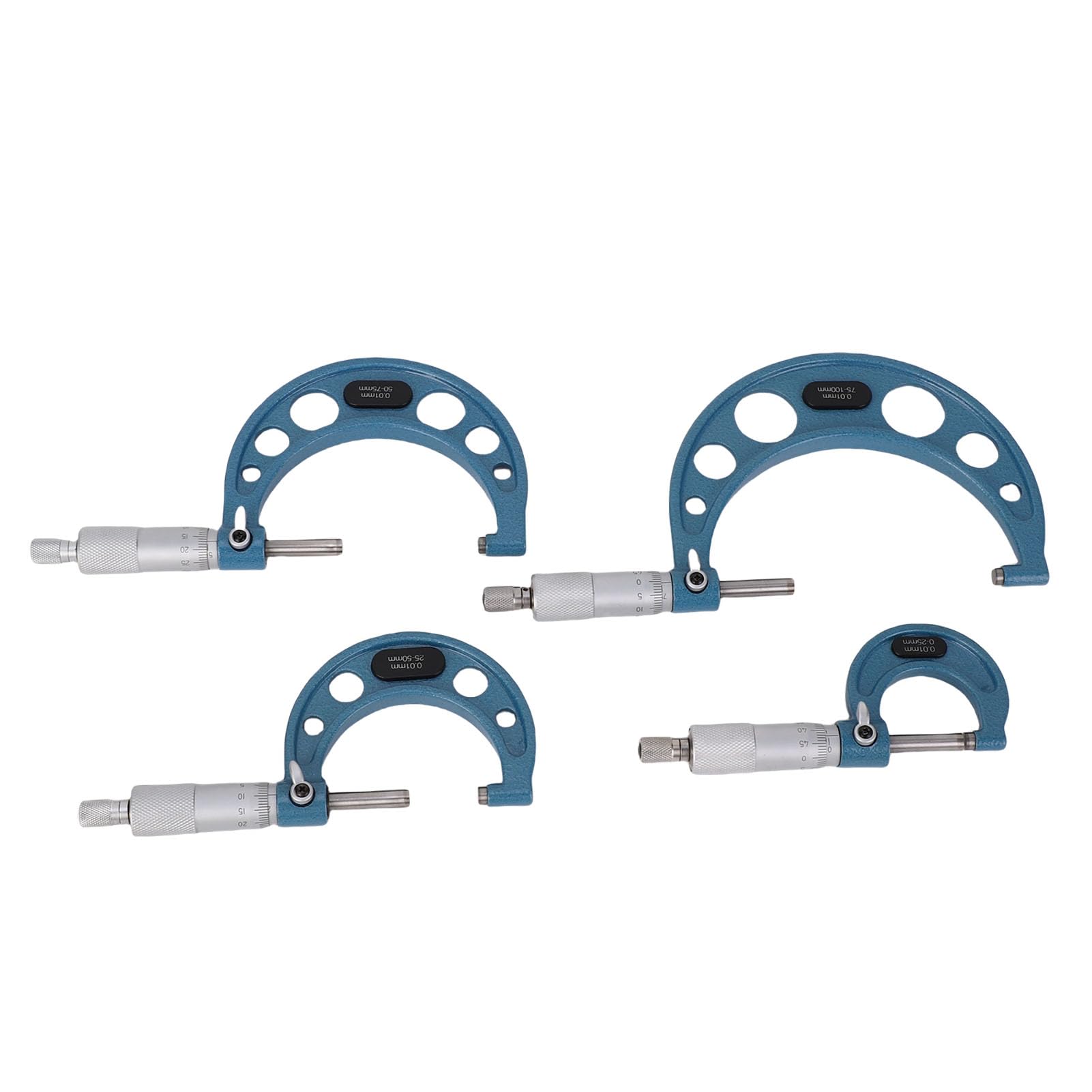 Aramox 4-teiliges Außenmessschrauben-Set, 0–100 Mm Bereich, 0,01 Mm Genauigkeit, Maschinisten-Mikrometer, Außenmessschrauben-Set, Legierungs-Mikrometer mit Hartmetallambossen und