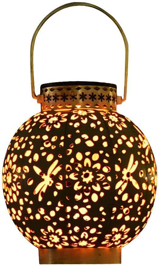 Outdoor Solar Hollowed Out Shadow Lantern Hanging Solar Powered Lamp Garden Landscape Solar Lamp