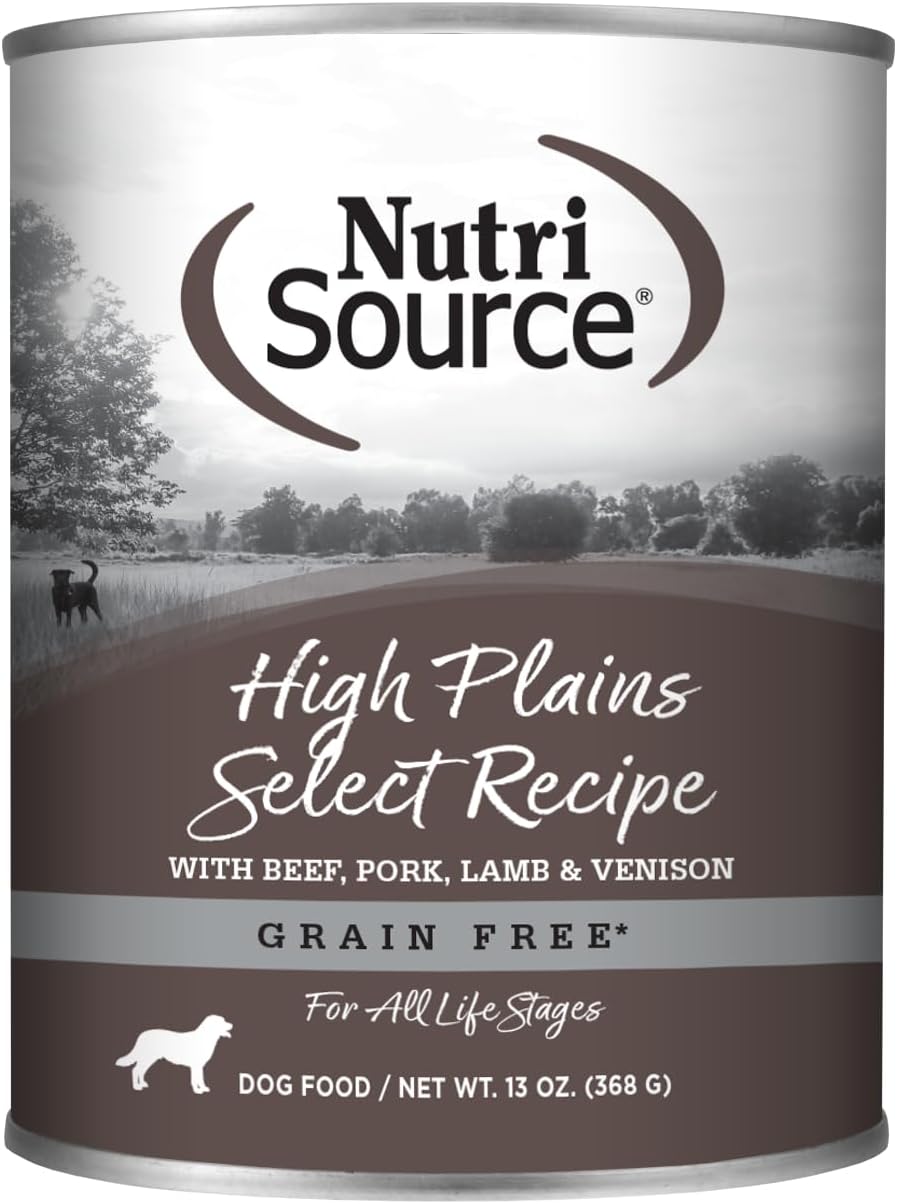 NutriSource High Plains Select Grain Free Wet Dog Food, Beef, Pork, Lamb, and Venison, 13 Ounce (Pack of 12)