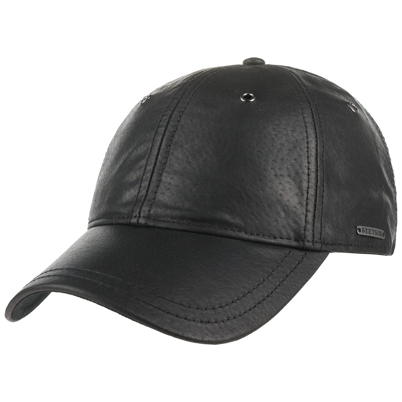 StetsonJoes Leather Cap Women/Men -, Black, 6 7/8-7 3/8