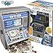 Dr. STEM Toys Kids Talking ATM Machine Savings Piggy Bank with Digital Screen, Electronic Calculator That Counts Real Money, and Safe Box for Kids, Silver