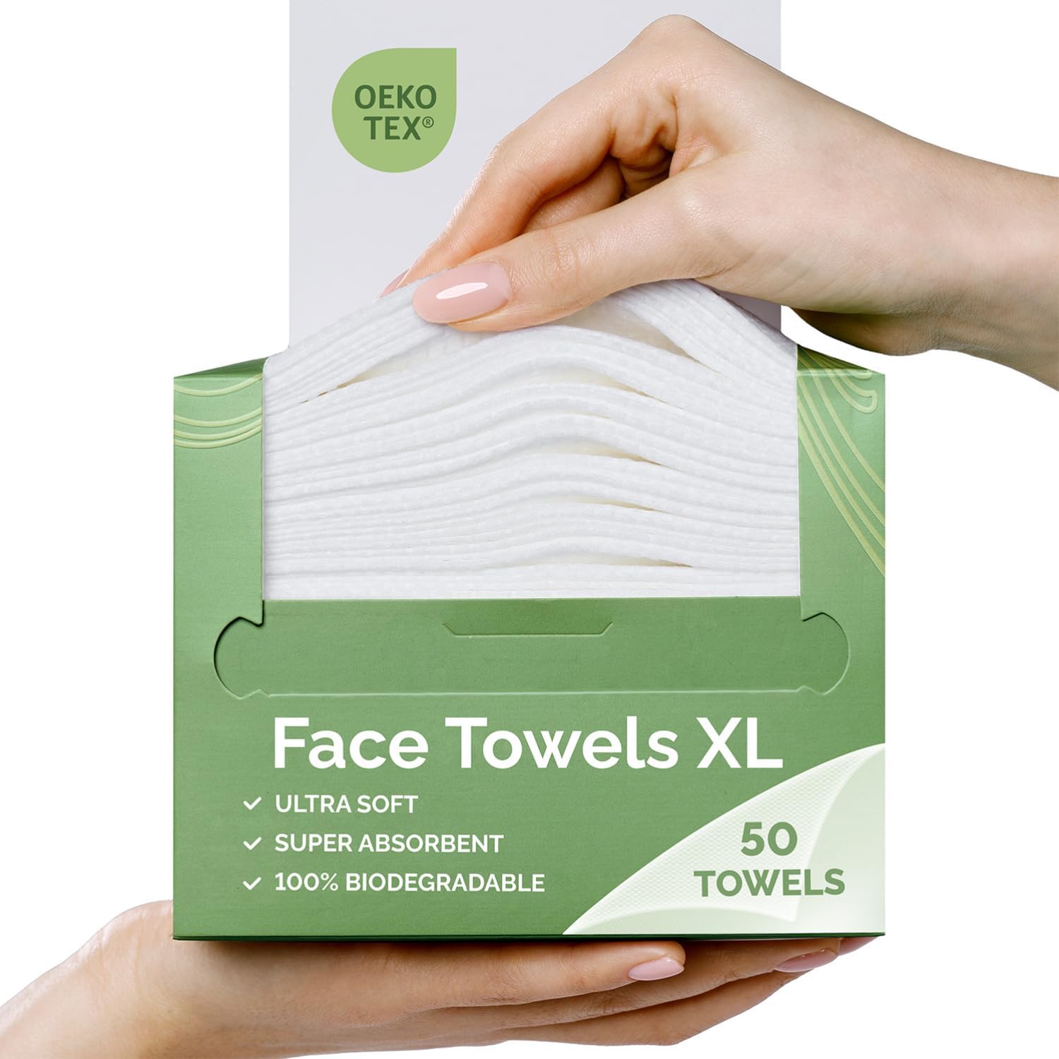 PLANTIFIQUE Disposable Facial Wipes XL 25x30cm – 100% Biodegradable Viscose Facial Wipes for Skin Care – 50 Pieces