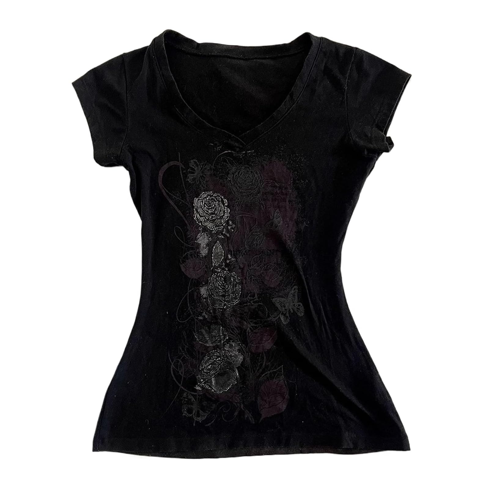 VnimVinter Vintage Grunge Graphic Tee - Short Sleeve Y2K Goth Streetwear