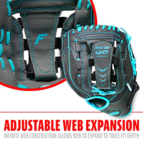Franklin Sports Teeball Infinite Web/Shok-Sorb Combo Series Fielding Left Hand Glove, 10.5-Inch, Graphite/Blue - image 5