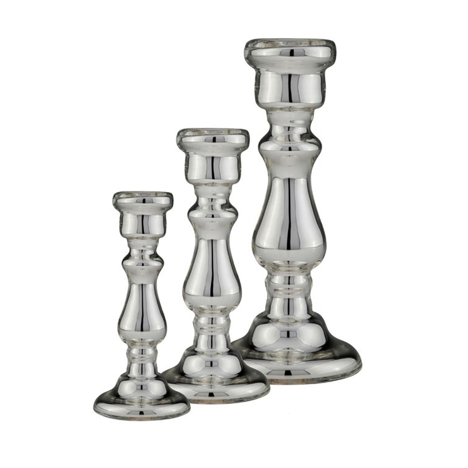 Kerzenhalter Bauernsilber 27 cm - eleganter Deko Stabkerzenhalter mit rundem Standfuß - stilvolle Tischdeko & Wohnaccessoire für Esstisch, Sideboard, Wohnzimmer & Festliche Anlässe