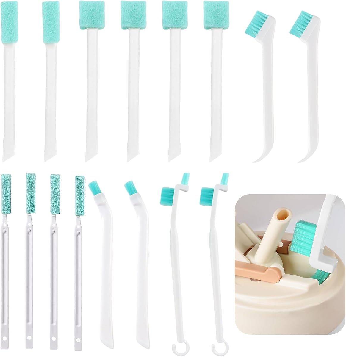 Juego de 16 cepillos para limpieza de grietas, cepillos pequeños para espacios reducidos, cepillo humidificador, herramientas de limpieza del hogar para electrodomésticos