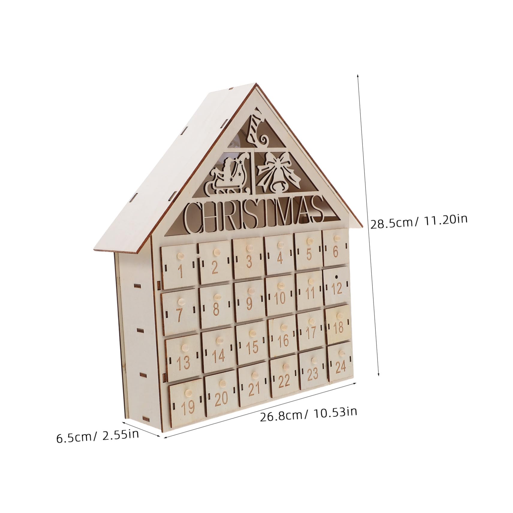 Calendario Avvento Natalizio in Legno con LED Casa Luminescente Giorni con Cassetti Ricaricabili Decorazione Natalizia Interattiva per Famiglie Conto alla Rovescia