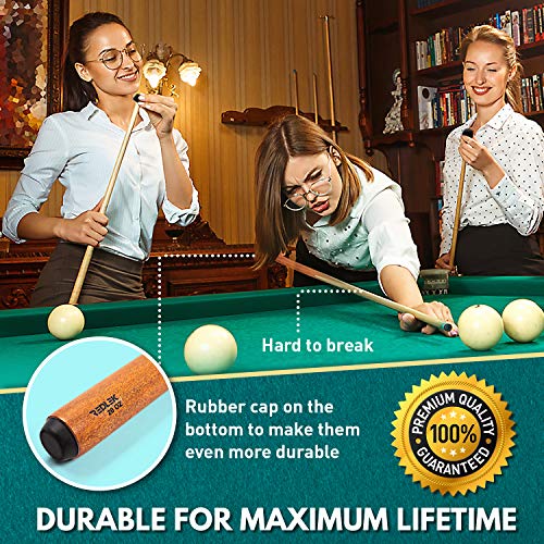 Redlek Pool Cue Set Of 4 | 1 Piece 58” Pool Sticks With Pool Chalk | Hardwood Canadian Dried Maple Billiard Cue 20 Oz With 13Mm Tip | House Bar Billiard Accessories #TOP3