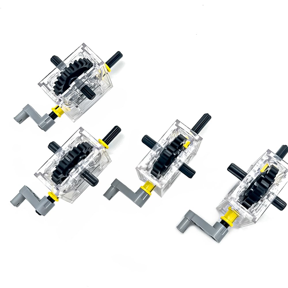 2 Set of Technic Trans-Clear Gearbox Assembly Kits Compatible with Lego Technic Trans-Clear Wormbox Gear Motor Reducer Block Mindstorms Robotics ev3 NXT Transparent Robot Power Functions 6588 1