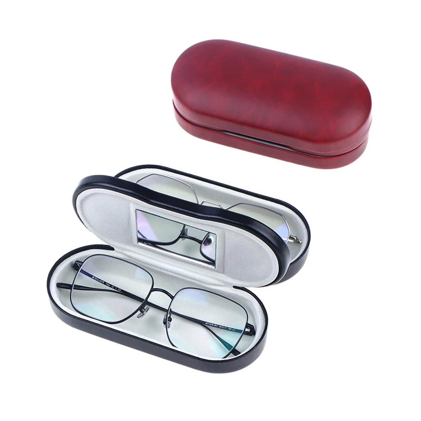 Estuche Doble para Gafas 1 pieza Estuche for gafas de metal con doble capa intermedia Marco cuero