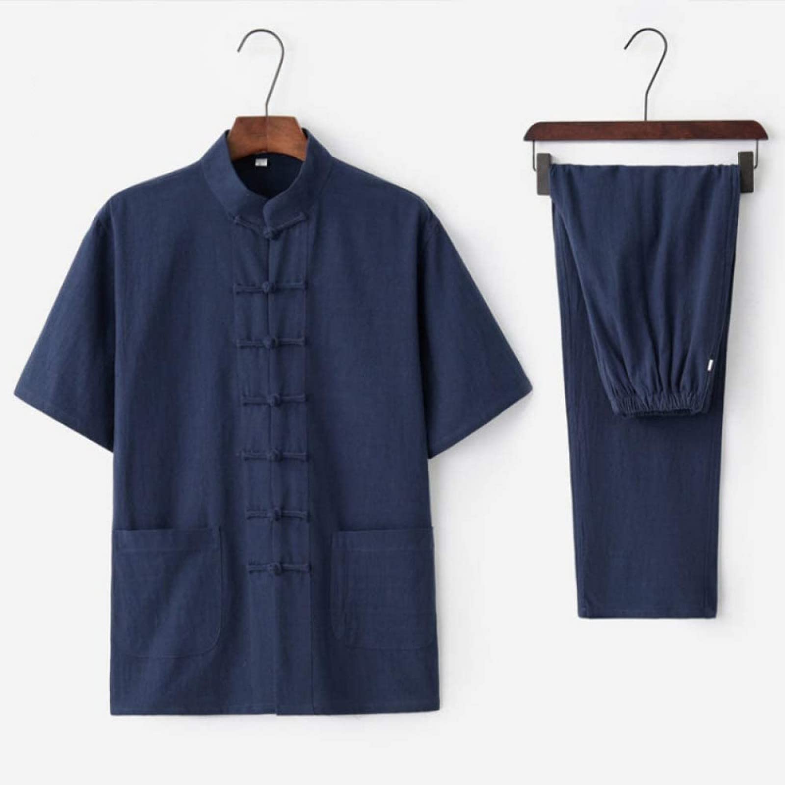 Tai Chi Anzüge Tai Chi Kleidung Herren Tai Chi Kleidung, Zen Meditationsanzug aus Baumwolle und Leinen Tai Chi Uniform - für Morgenübungen Wing Chun Kleidung Tai Chi Anzug (D XXL)
