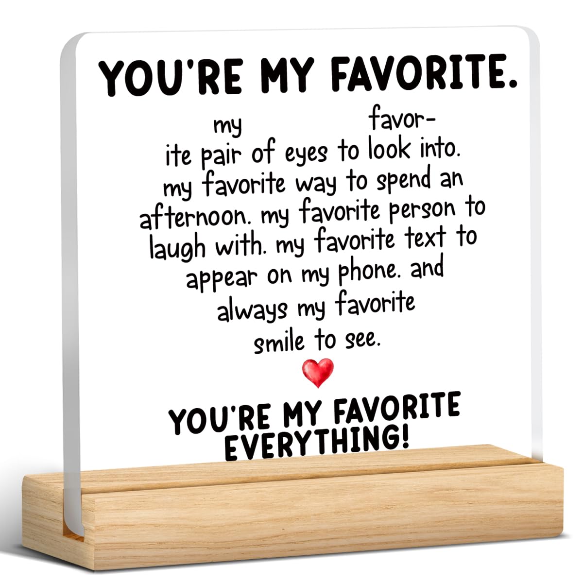 Anniversary Wedding Gifts for Husband Wife, Meaningful Gifts for Boyfriend Girlfriend, Valentines Birthday Gifts for Husband Wife, You Are My Favorite Everything Acrylic Desk Sign Decor