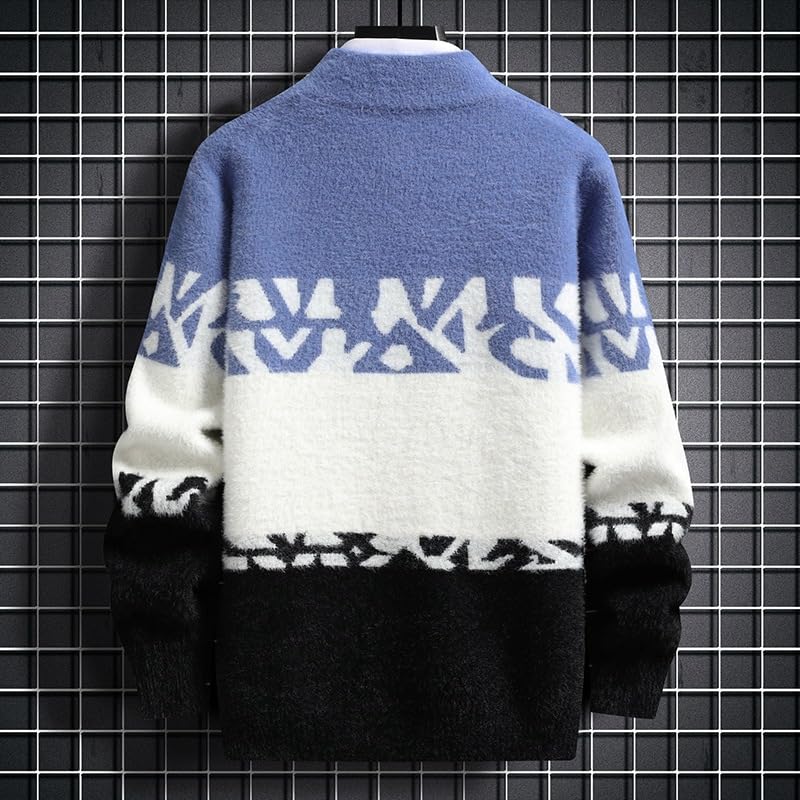 Men's Sweater Round Neck Knit Pullover Loose Fit Base Layer Warm Casual Long Sleeve Top for Men4