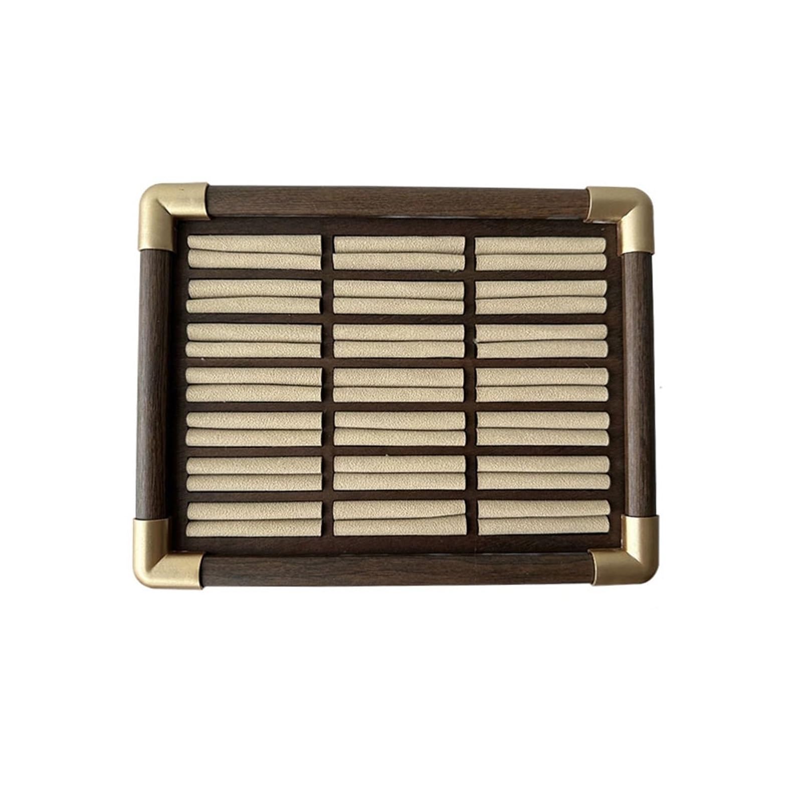 Stań Velvet Slot Ring Display Wooden Tray with Metal Corner do sprzedaży