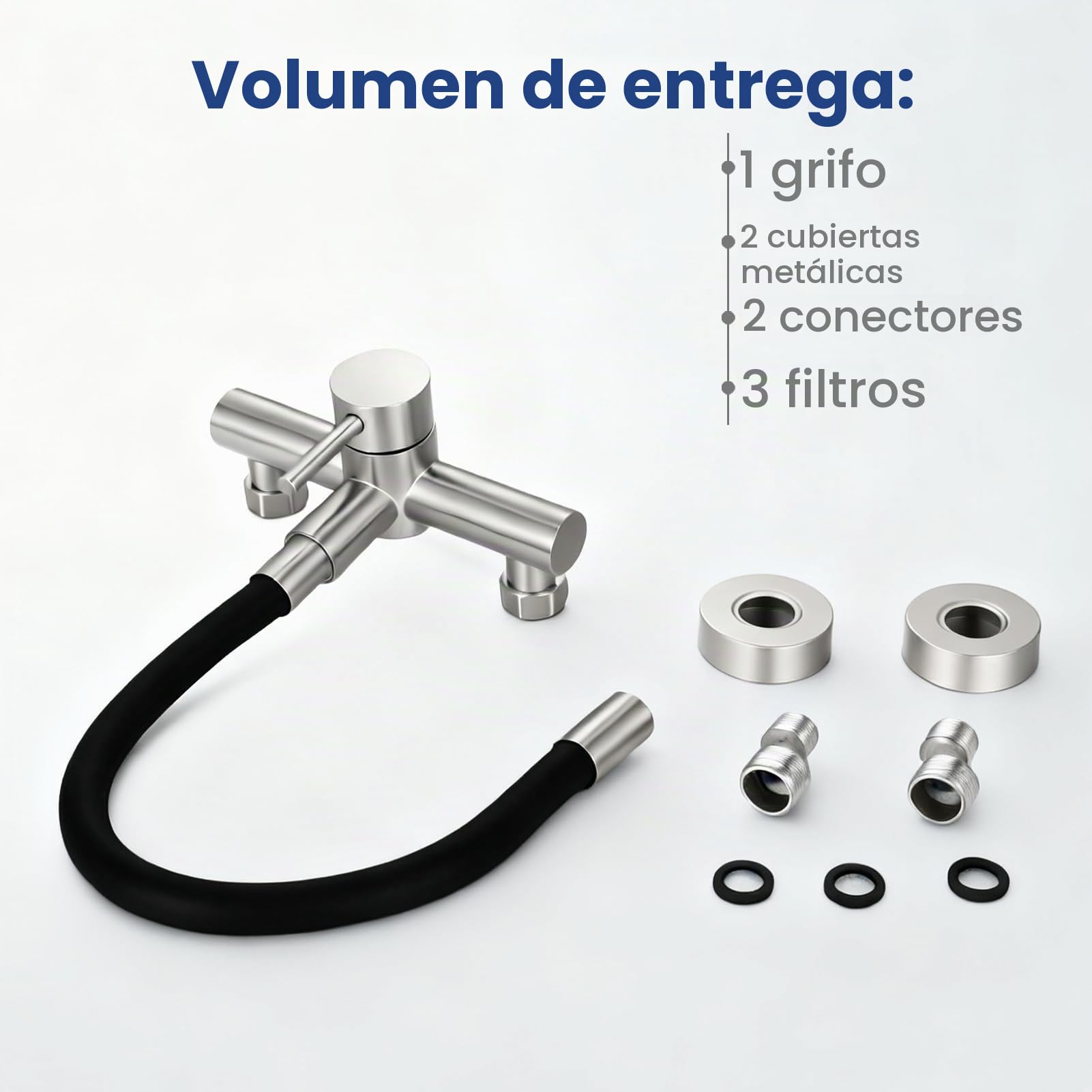 Grifo de cocina flexible negro, grifo de cocina con dos modos para agua fría y caliente, brazo giratorio de 360 grados, para cocina, baño y lavandería