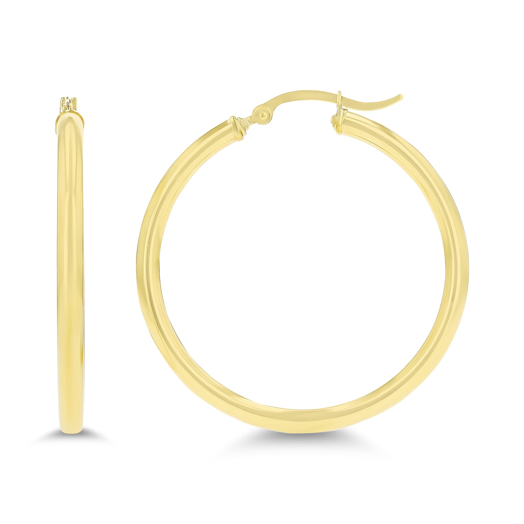 Decadence 14k Solid White Gold 3mm Round Hoop Earrings