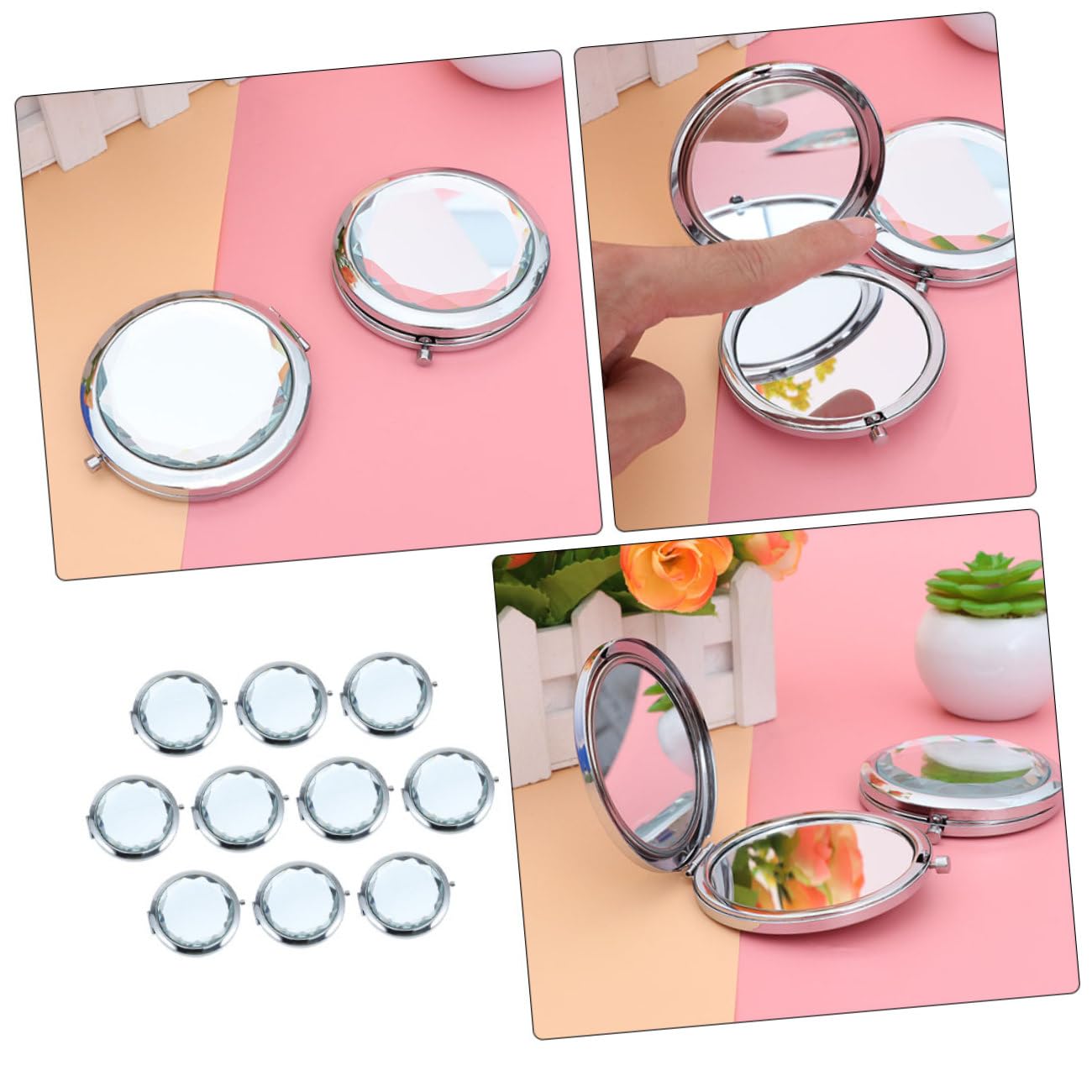 BESTYASH 10stücke Kosmetikspiegel Tragbar Facher Vergrößerung für Make-up für Reisen Partys und Tägliche Verwendung Hochwertiges Design