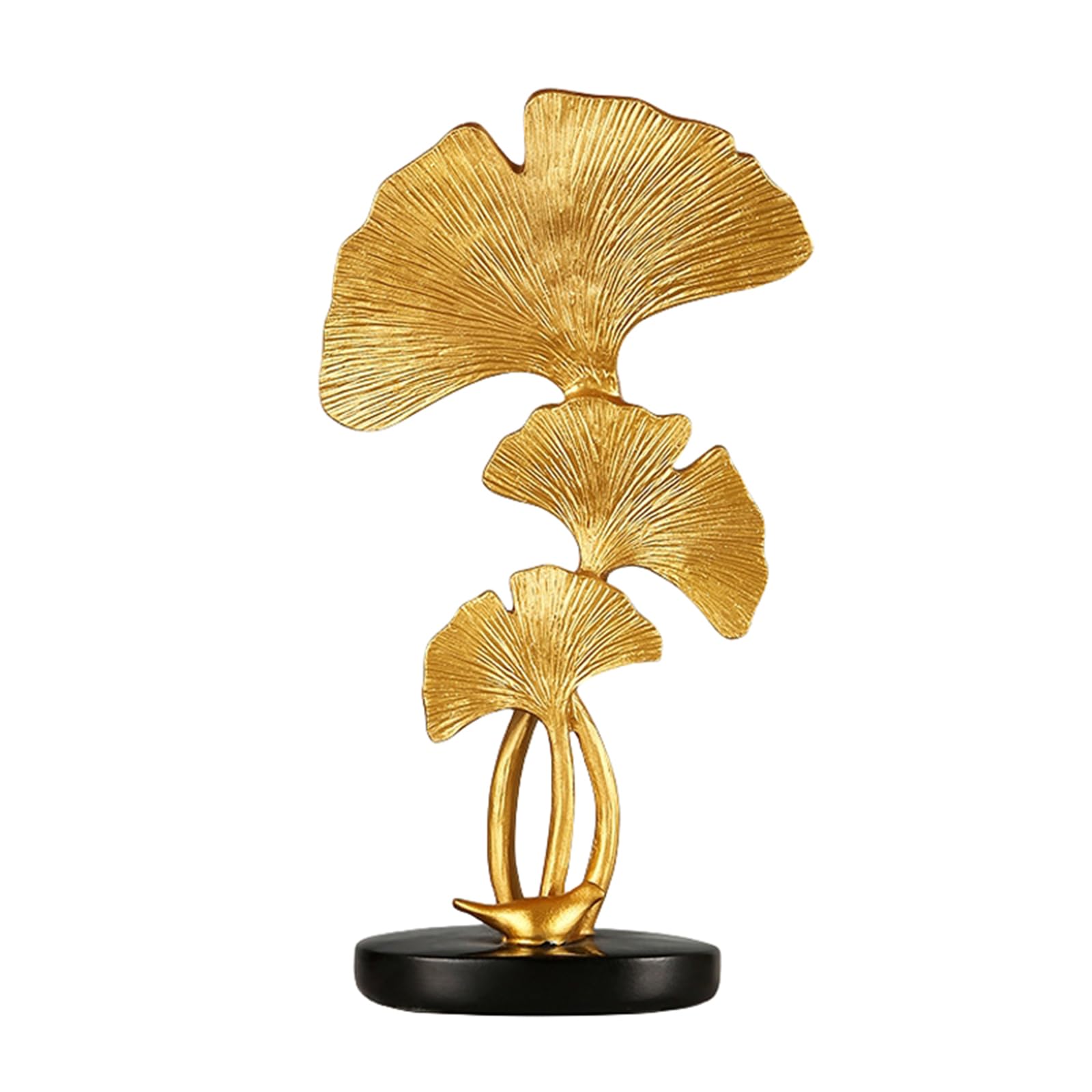 Zyqixluk Ginkgo Leaf Statue Resin Leaf Home Decoration, Imitation Plant with Base Statues for Home Office Porch Ornaments Bar Tabletop Decoration,Gold
