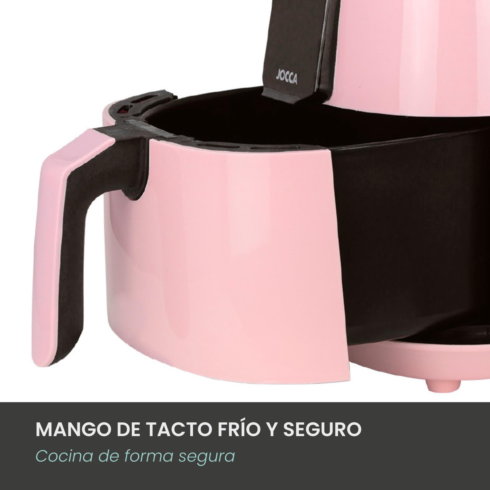 Jocca - Freidora De Aire Sin Aceite 3,8L Rosa, Air Fryer Digital 1450W, 8 Programas Automáticos, Pantalla LED Táctil, Temporizador, Temperatura Ajustable, Recetario Incluido, Fácil De Limpiar