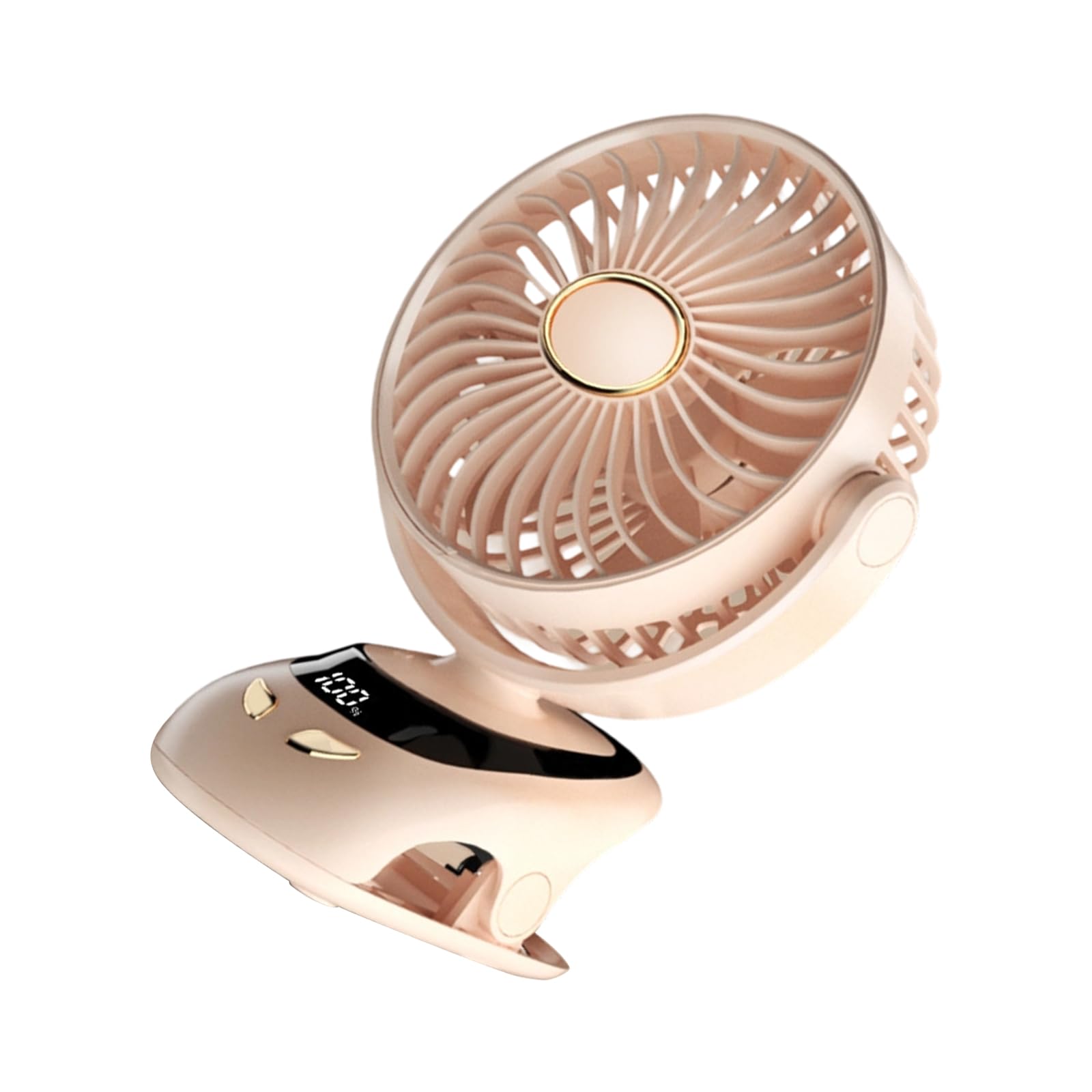 Tsynapter Desk Fan with 3000mAh Battery Low USB Rechargeable Clip on with LED Display Cooling Device for Home Clip on Fan for Baby Strollers