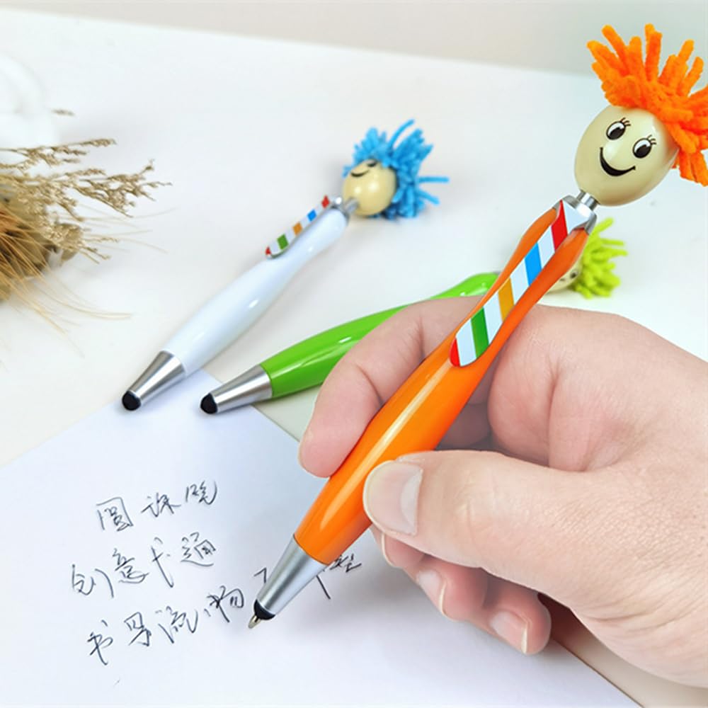 Arthink Pack of 20 Mop Head Ballpoint Pens Funny Mop Topper Pens with Plush Hair Writing Click Pen — view 4
