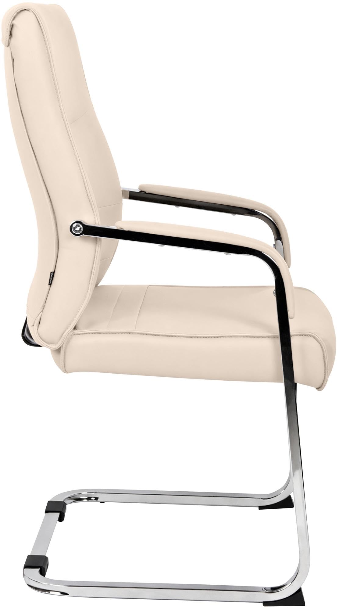 CLP Set di 2 sedie da pranzo ergonomiche Hobart, a sbalzo con braccioli imbottiti, struttura in metallo robusta, sedie da conferenza moderne, Colore:crema, Materiale:Ecopelle