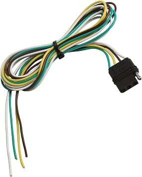 4-Pin Flat Vehicle-Side Wiring Harness with 60-Inch Wires, 18 AWG 4 Wire Flat Extension Kit for Utility Boat Trailer Lights