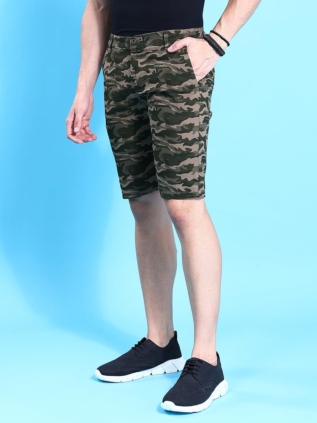 The Indian Garage Co Men's Slim Fit Short Abstract Print Mid Waist