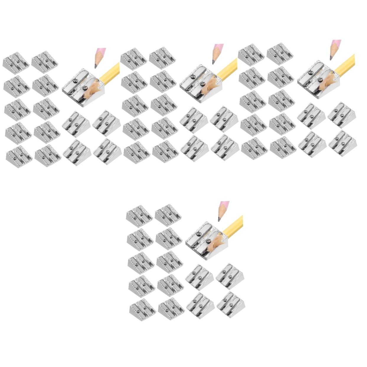 LALAFINA 64stücke Teiliges Aluminium Double Hole Bleistiftspitzer Handlicher Anspitzer Für Verschiedene Stiftgrößen Leicht Tragbar Langlebig Für Schule Und Büro