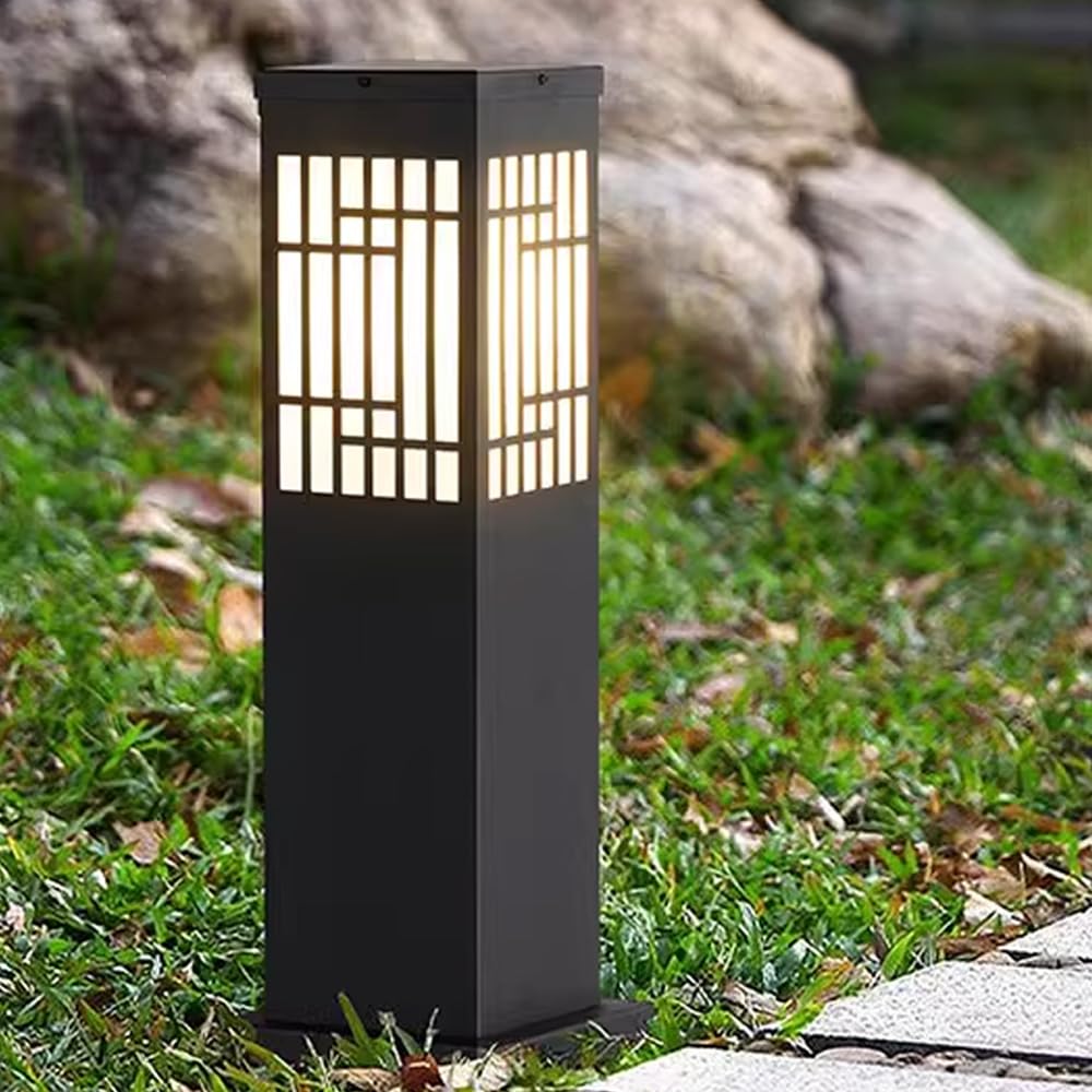 HELCEKOU Modern Solar Path Light Landscape Lighting Garden LED Aluminum Waterproof Pathway Lawn Lamp with Motion Sensor Galvanized Sheet Bollard Lights for Courtyard