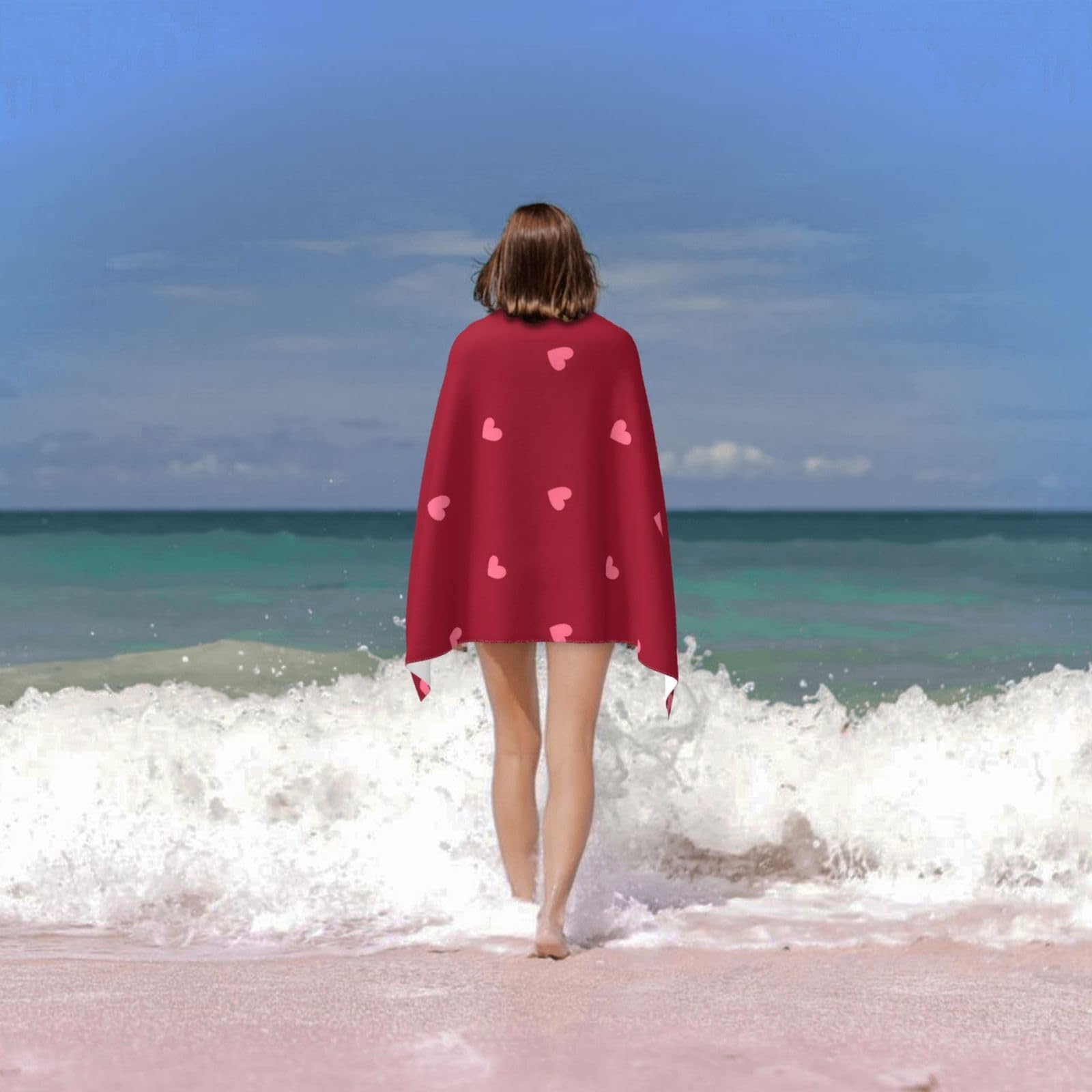 Amazon.com: Dlonvoh Red Heart Beach Towel Microfiber Soft