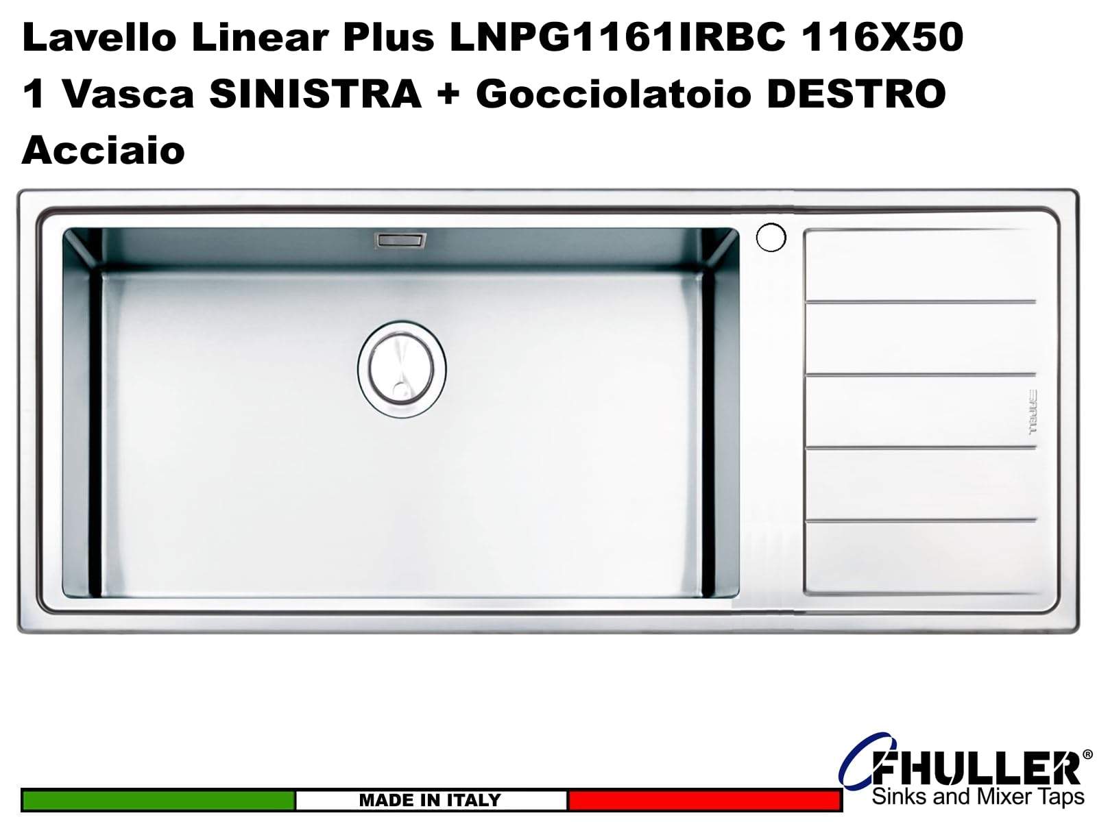 Lavello Apell 1 Vasca + Gocciolatoio Acciaio Inox