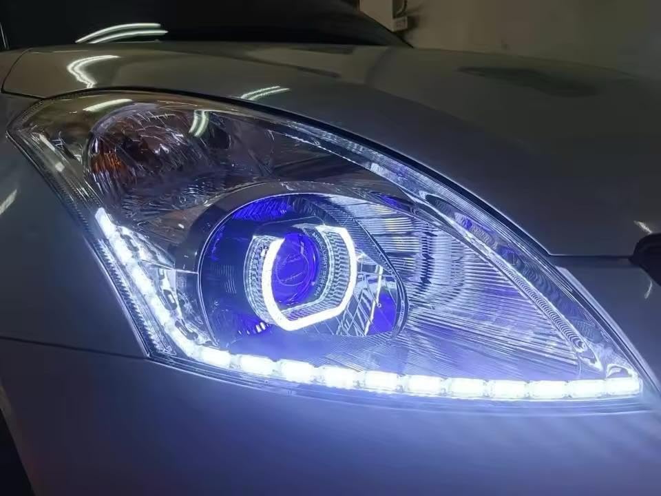 Image of AutoBizarre 2Pcs 3 Inch LED Angel Eyes Halo Ring Headlight Shrouds Cover Mask 5D Crystal RGB DRL Lights with Mobile Application Control for All Cars, Vans, SUVs, etc (U)