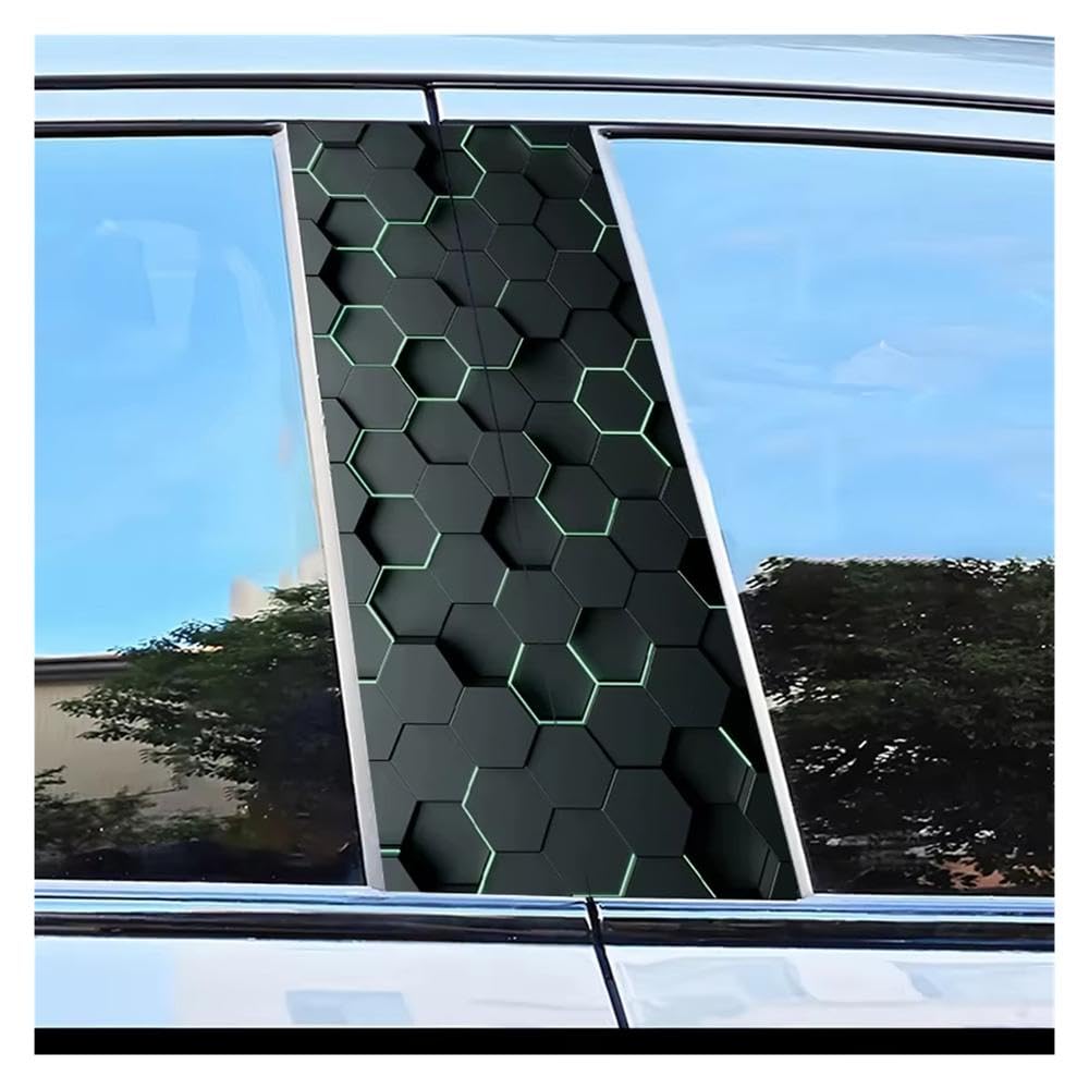 Auto Accessory 2 PCS Car Door Pillar Decoration Sticker Honeycomb Pattern Scratch Resistant Film