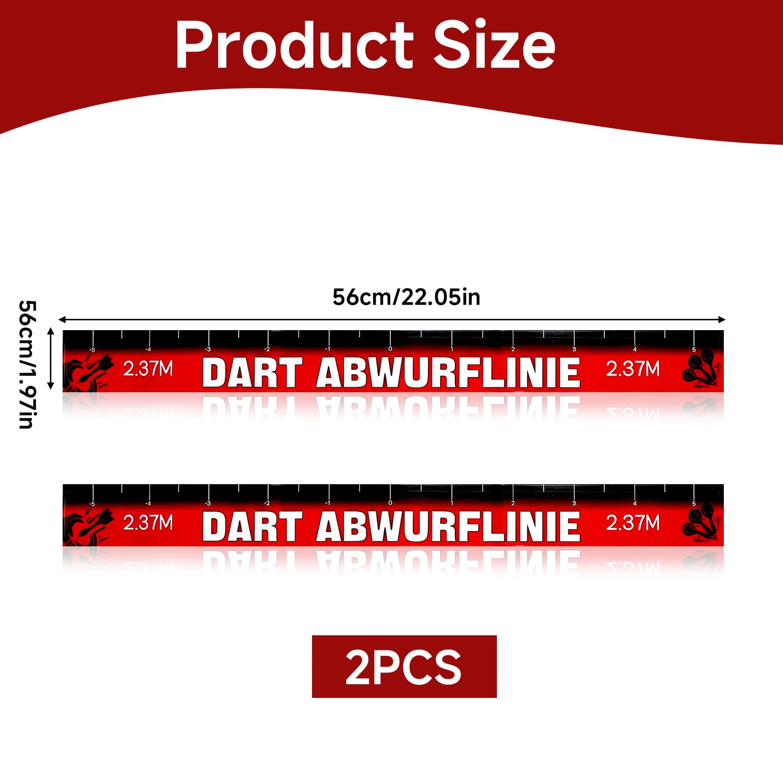 Zynqo 2 Pegatinas Autoadhesivas para Lanzar Dardos (56 x 5 cm) para el Hogar y la Sala de Juegos - Accesorios Profesionales para Dardos - 3