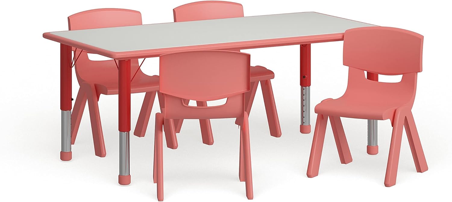 Adjustable Green Plastic Activity Table with 4 Chairs