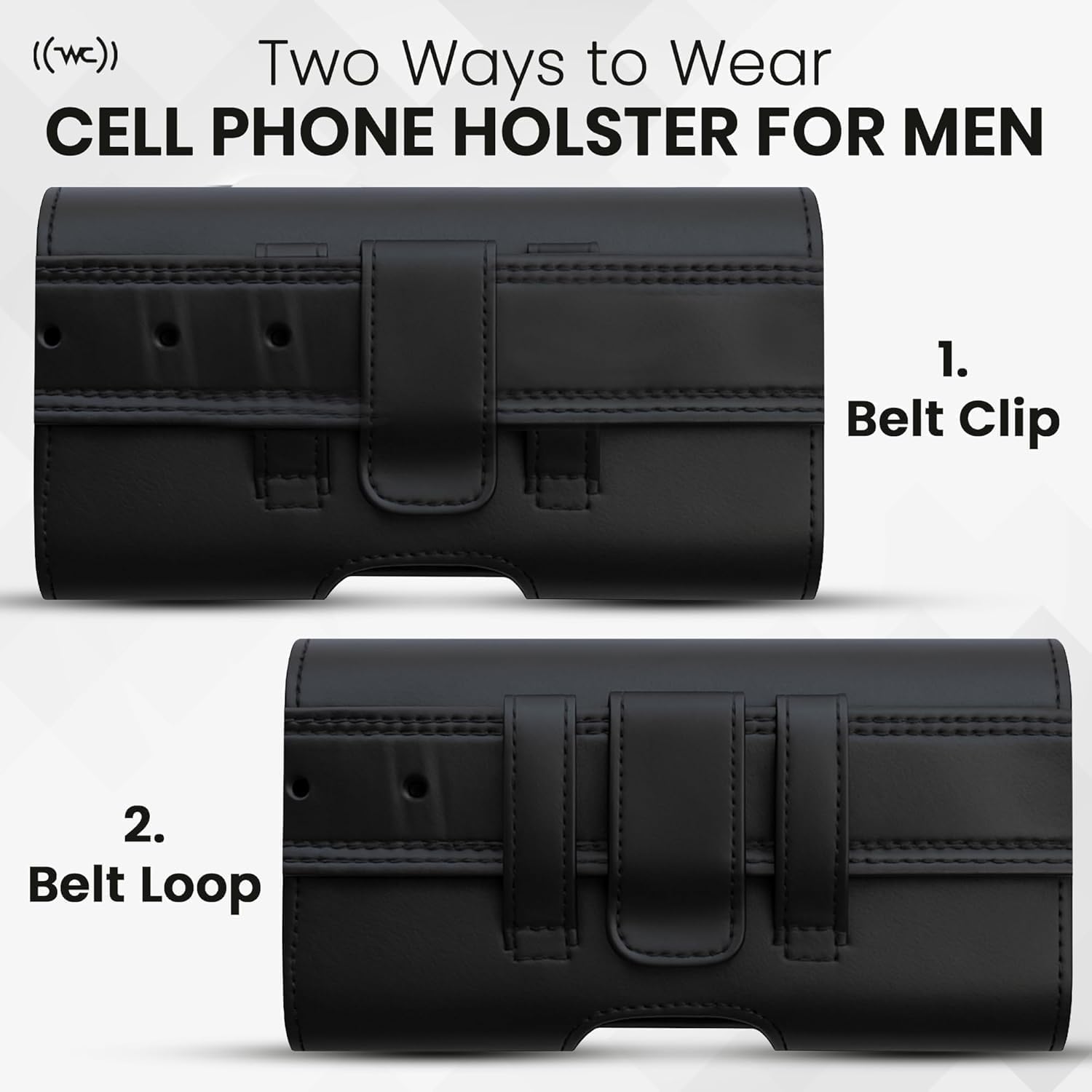 Wireless City Leather Phone Holster for iPhone 17/17 Pro, 16/16 Pro/16e, 15/15 Pro, 14/14 Pro, 13/13 Pro, 12/12 Pro, 11, XR Horizontal Belt Clip Phone Pouch Card Holder Magnetic Closure Phone Case - Image 4