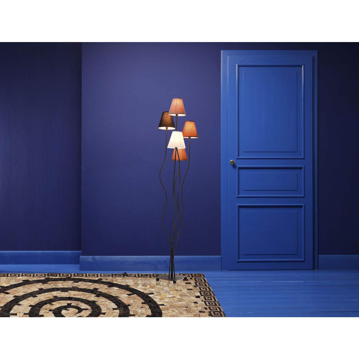 Kare Design Lampda Da Terra Flexible Mocca Cinque, Marrone/Beige, 163Cm, 5 Plafoni, Lampadine Non Incluse