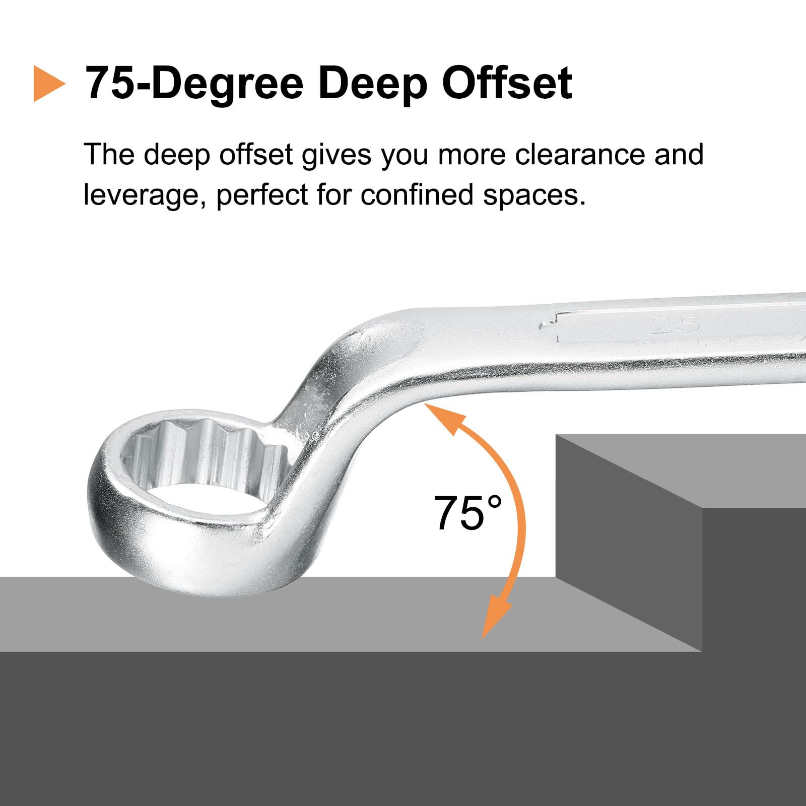 HARFINGTON Offset Extra Long Box End Wrench 5.5 X 7 Mm Metric 12 Point 75 Degree Offset Double End Box Ratcheting Wrench Carbon Steel Polished Long Spanner Tools - View #9