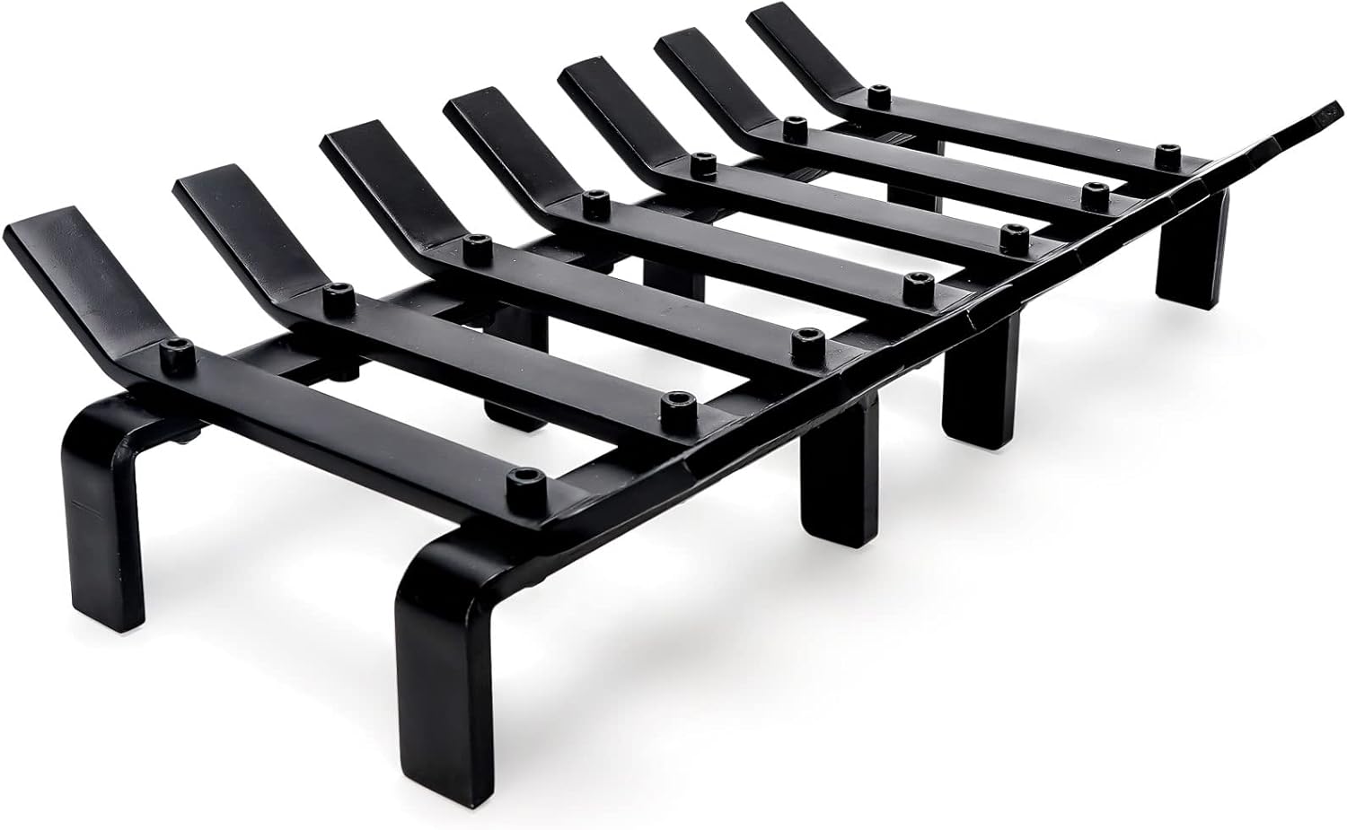 17“ Fireplace Grates Wood Stove Grate Rack Stove Burning Rack Heavy Duty Solid Steel 7-Bars Firewood Holder Easy Assembly Fire Grate for Indoor Hearth Outdoor Firepit Matt Black