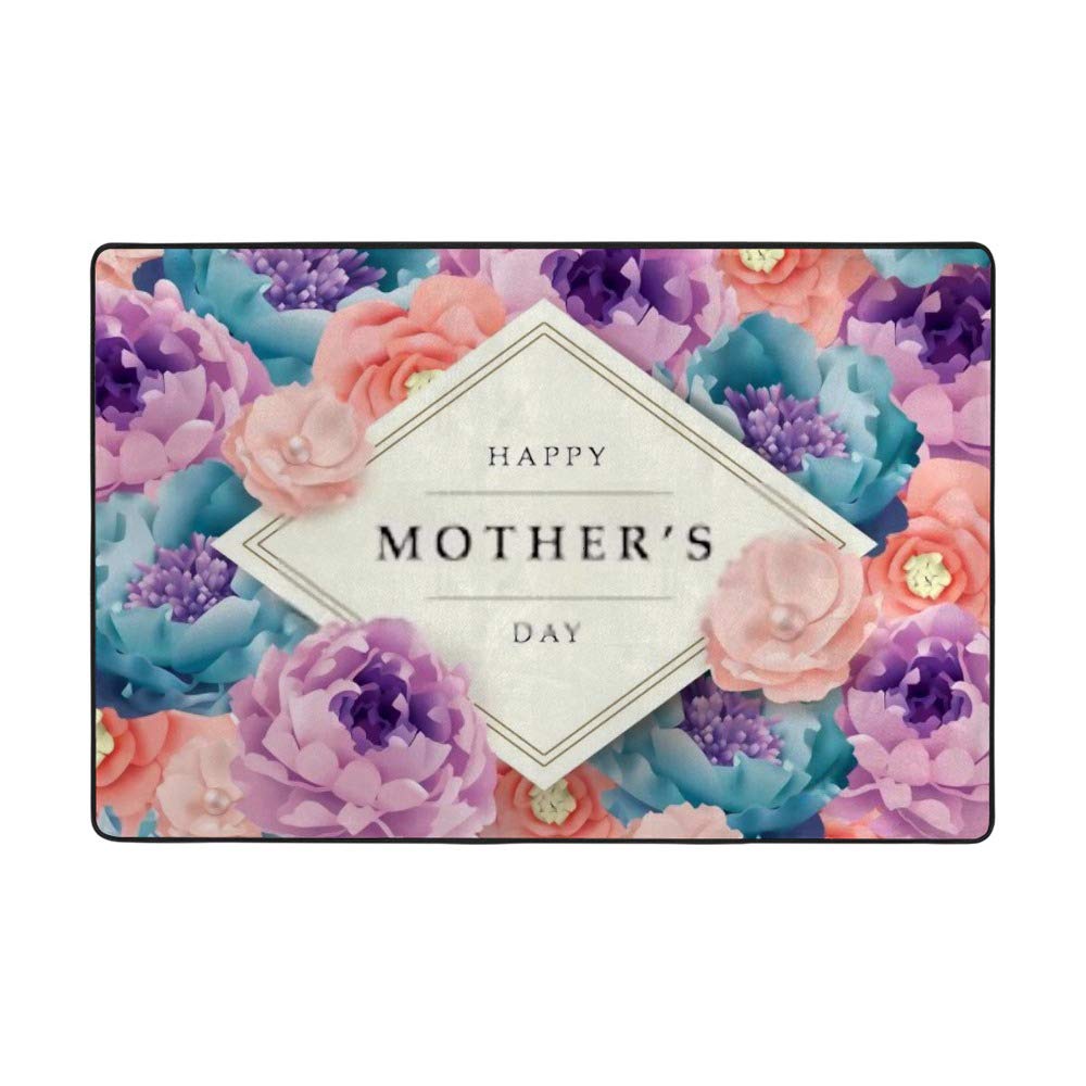Grand tapis fleurs en velours corail premium de 152.4x99 cm