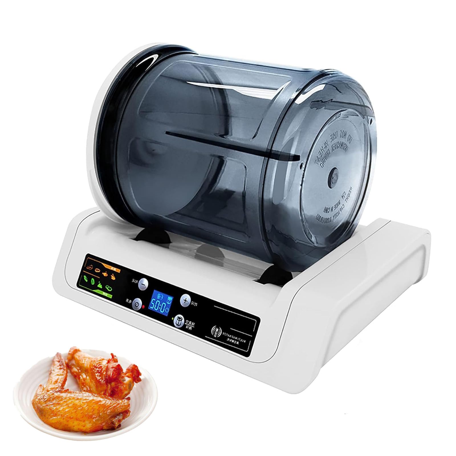 Marinadora eléctrica automática para carne al vacío, ideal para pollo, hamburguesas, tocino y verduras. Temporizador de 0 a 10 horas.