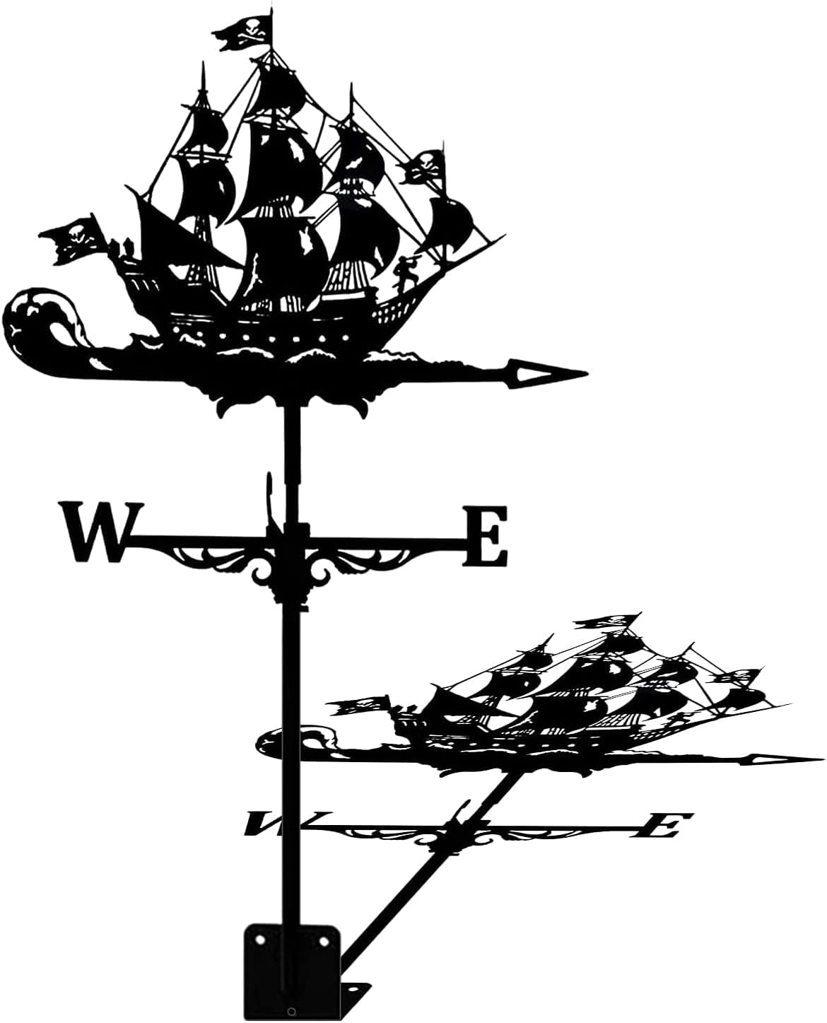 Klonwg A Weather Vane Stainless Steel Weathervane For Garden Retro Sailboats Warships Pirate Ships Weathercock Creative Garden Stake Weather Vane Wind