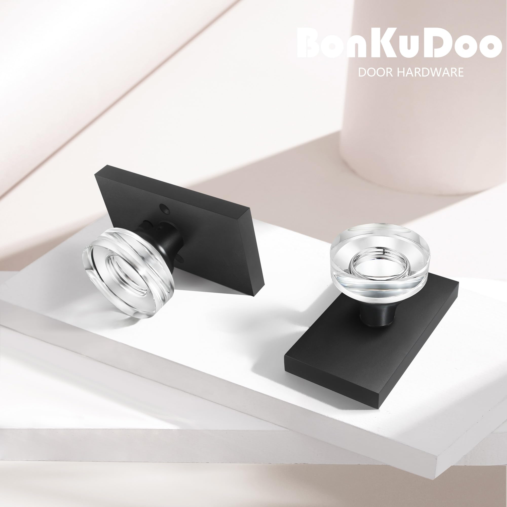 Black Glass Door Knobs with Lock - Privacy & Style -2