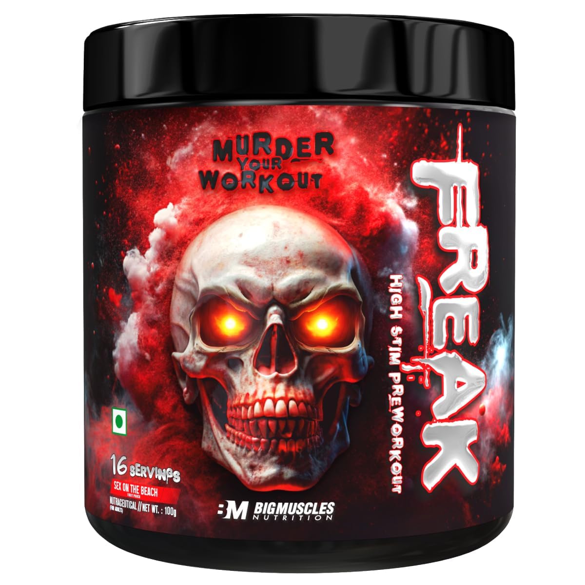 Bigmuscles Nutrition Freak Pre-Workout Sex on the Beach [15 Servings, 90g] | Storming Energy & Endurance | Focus & Strength