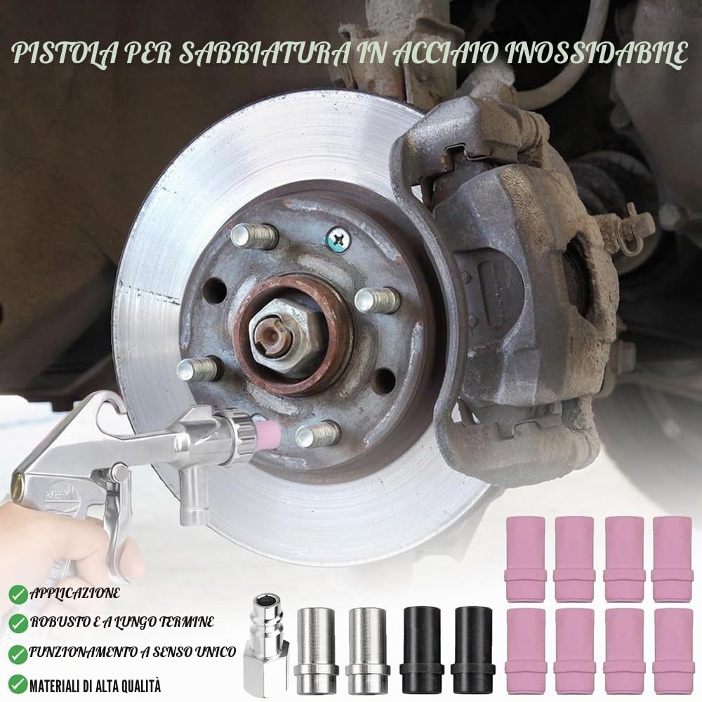Pistola Sabbiatrice per Compressore 13 Ugelli Tubo in Gomma 1M Portatile