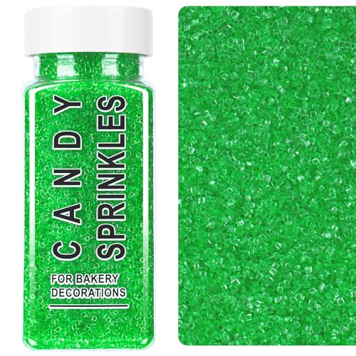 Image of Green Sprinkles, Light Green Sanding Sugar Crystals, 4.6 oz Edible Sparkling Sugar for Baking Topping, Cupcakes, Cookies, Ice Cream & Cake Decorating, Wedding Party Christmas Supplies
