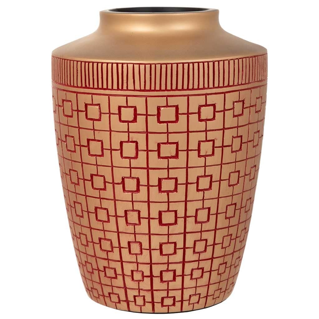 WANDERLUST DECO Jarrón de poliresina Rojo 18x18x24